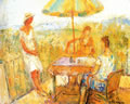 Signore in terrazza,anni ’50-’60, olio su tela, cm 40x50, Aversa (Ce), collezione privata